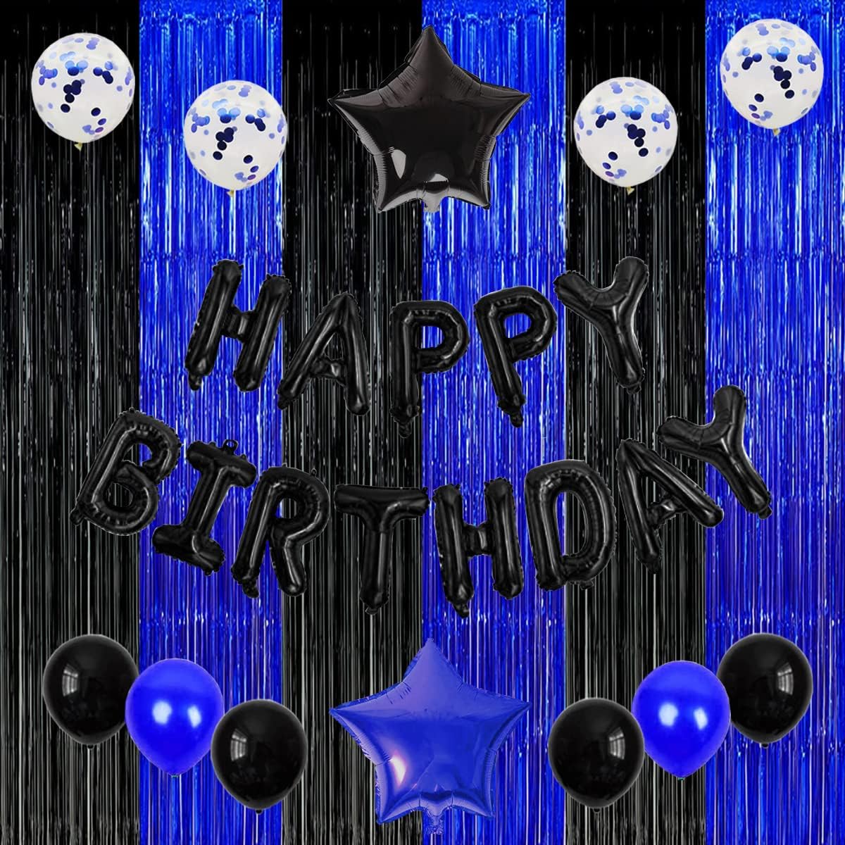 Black Blue Party Decorations Backdrops, Gaming Party Foil Fringe, 2026 Graduation Black Blue Curtains Backdrops for Boys Birthday New Year Baby Shower Gamer Fan Party Decorations (3 Pack) - Image 4