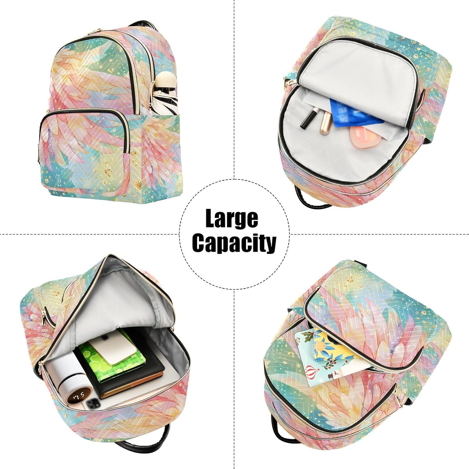 SUABO Angel Wings Small Backpack Purse for Women Travel Bag Fashion Daypack Back Pack Shoulder Bag 7.5L