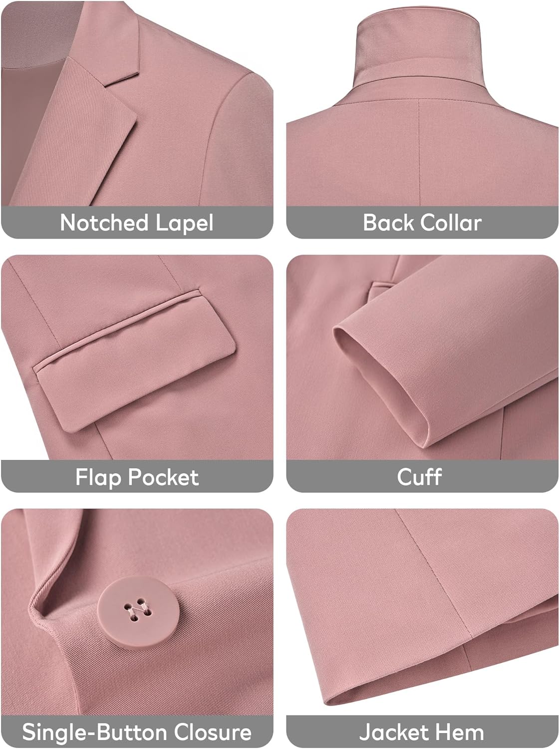 Womens One Button Blazer Casual Open Front Long Sleeve Suit Jackets Business Work Office Blazers - Image 6