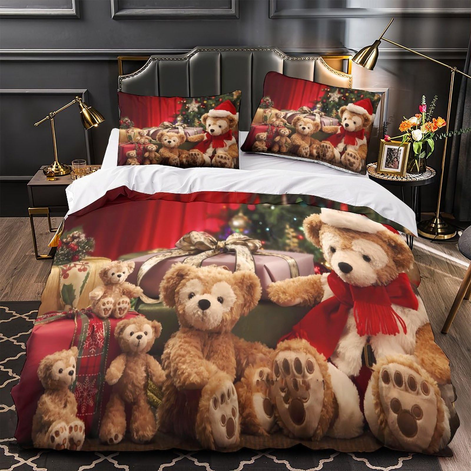 Housse de couette 200x200 zippée et résistante motif bonhomme de neige