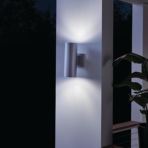 Miniatura 2 de Kichler 9244BA - Lámpara de pared cilíndrica para exteriores luz descendente aluminio cepillado 2 luces 5 pulgadas de ancho x 12 pulgadas de alto