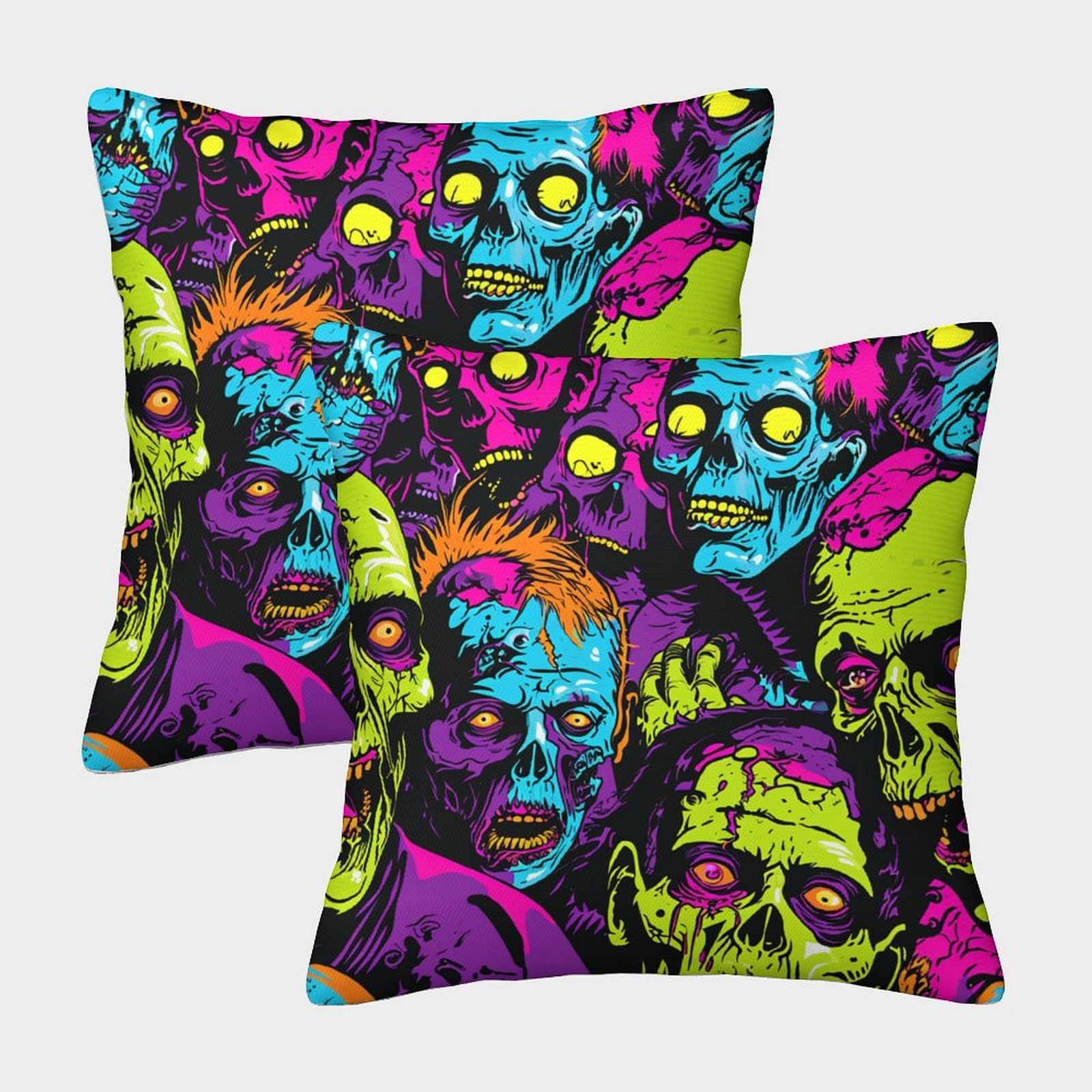 Kaiyun Style 2 Pack Zombie Army Personalised Cushion Cover Skull Home Sofa Decoration 50X50cm Pillow Covers