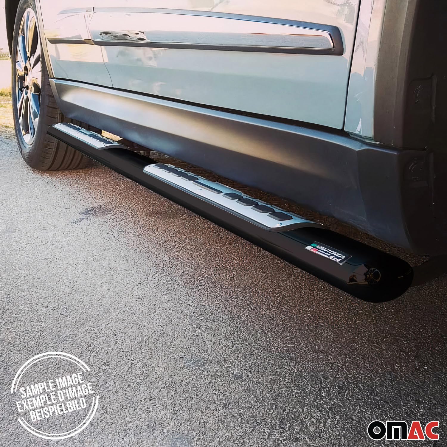 OMAC Acero INOX Faldones Laterales Schwellerrohre Compatible con Ford Ecosport 2013-2017 Negro