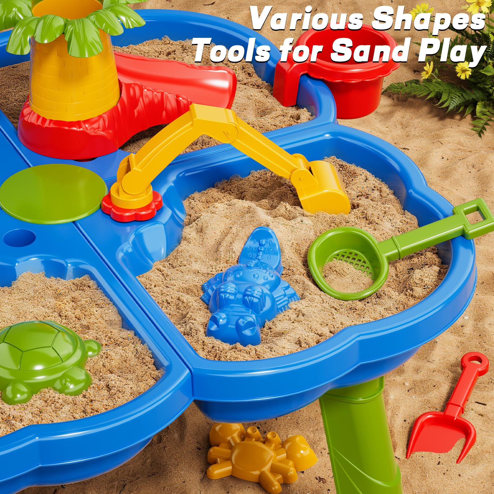 Sand Wasser Tisch für Kleinkinder 1-3, Kinder Outdoor Aktivität Wassertische mit Strand Spaß Sandspielzeug, Sommer draußen Spielzeug Wasser Spielset für Kleinkinder Jungen Mädchen Alter 2 3 4 5 6 7 8