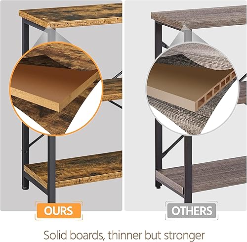 Miniatura 7 de Yaheetech Mesa consola de 55 pulgadas, mesa de entrada industrial con estantes de almacenamiento de 3 niveles, mesas de sofá estrechas y largas para