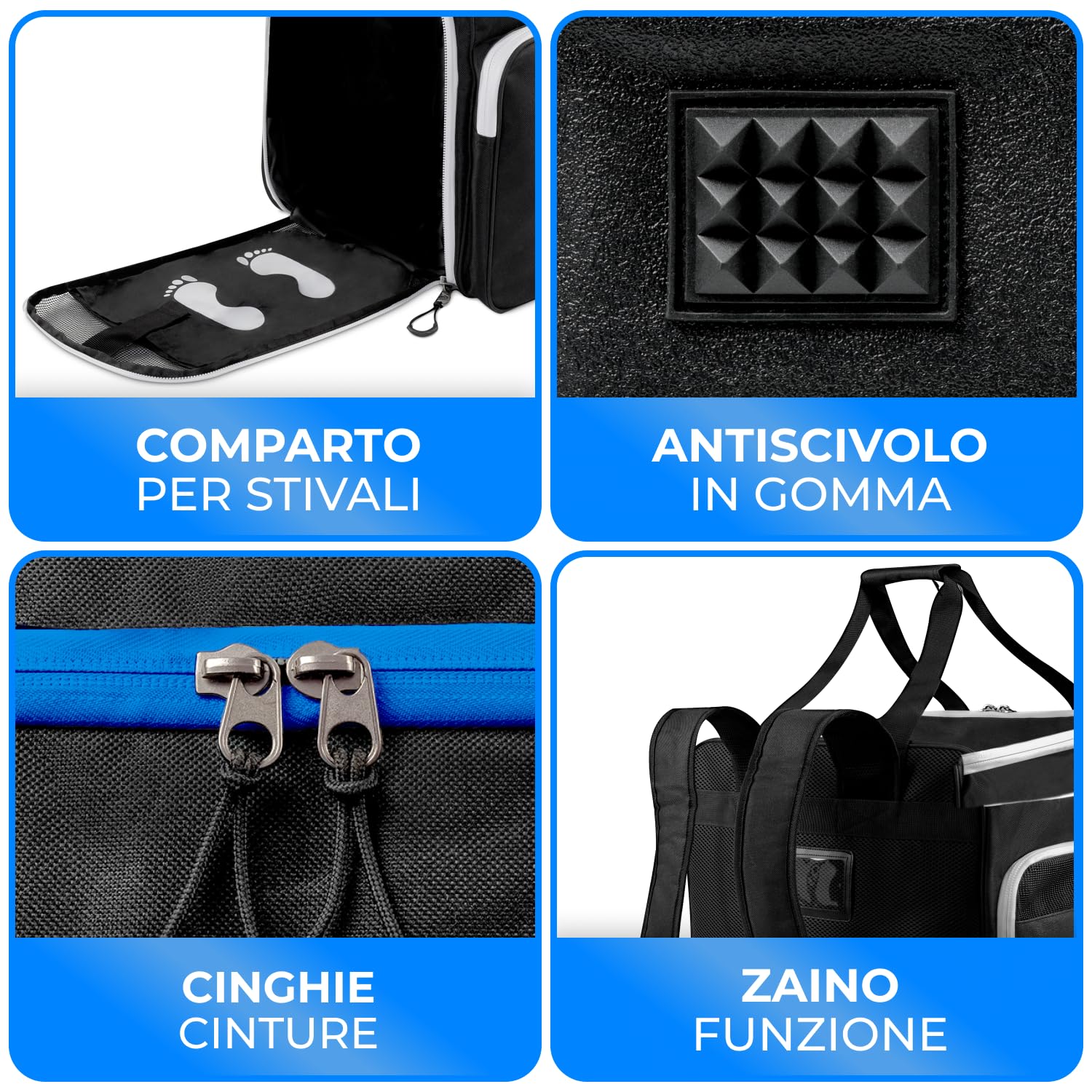 STYNGARD Borsa porta scarponi con scomparto per casco e scarponi [54 L] - Borsa per scarponi da sci con funzione zaino da sci modello Sölden