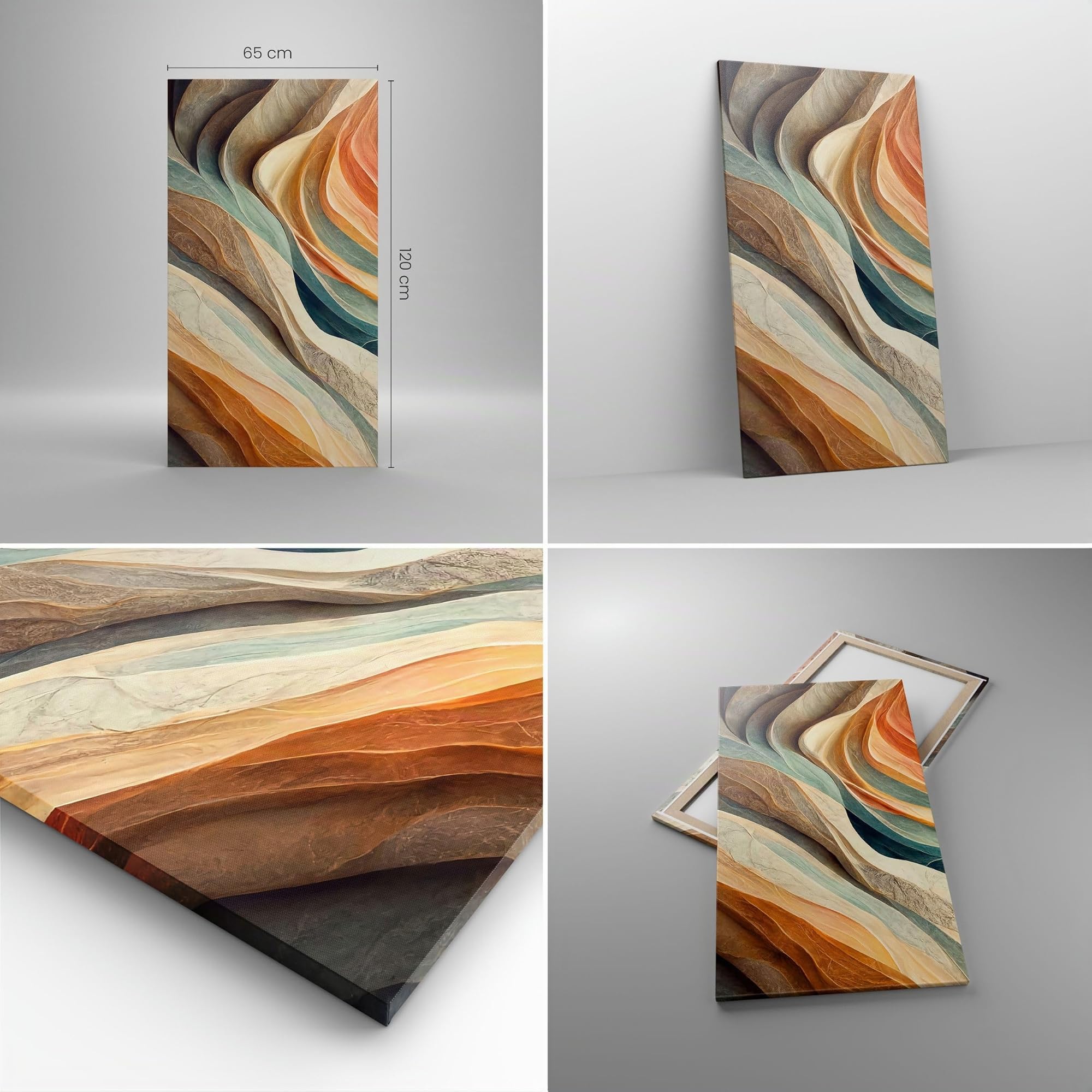 ARTTOR Lienzo Decorativo 65x120 cm Moderno Vertical Abstracto Pastel - 5696 | Textura Patrón Brillante Cuadro sobre Lienzo Grande Arte mural Decoración del Hogar Salón Dormitorio Cocina Cuadros de Pared