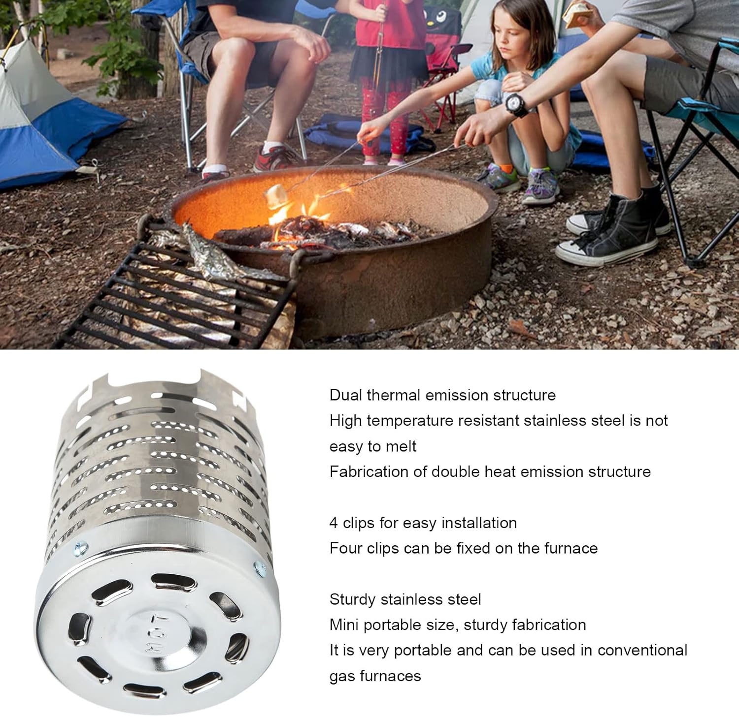 Camping Mini Heater Cover, Stainless Steel Camping Tent Heating Cover Portable Camping Warming Stove Cover with Handle Mesh Bag Mini Tent Heater for Hiking, Traveling, Backpacking