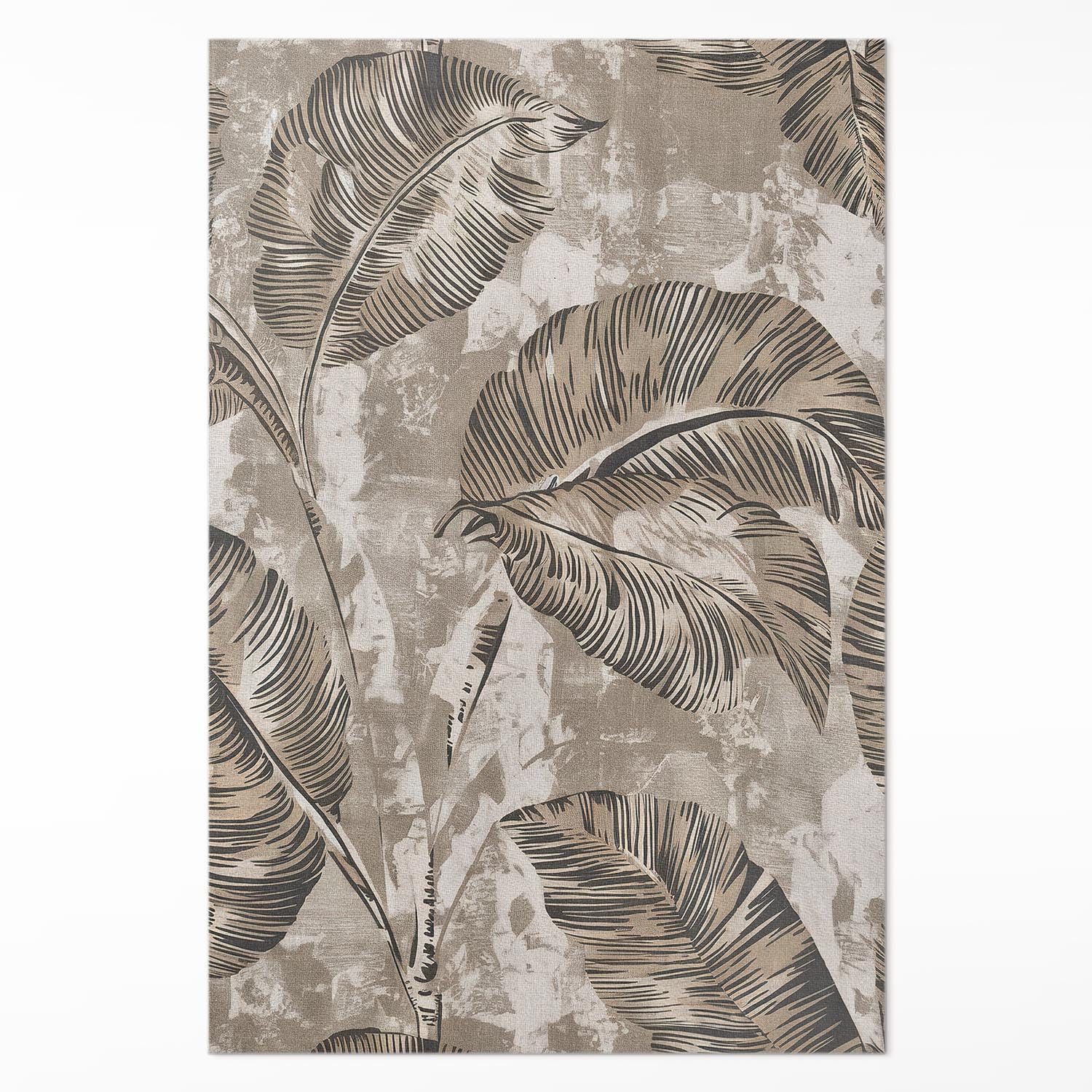 Tapis en vinyle 60x90 cm Floorart design béton et feuilles pour salon