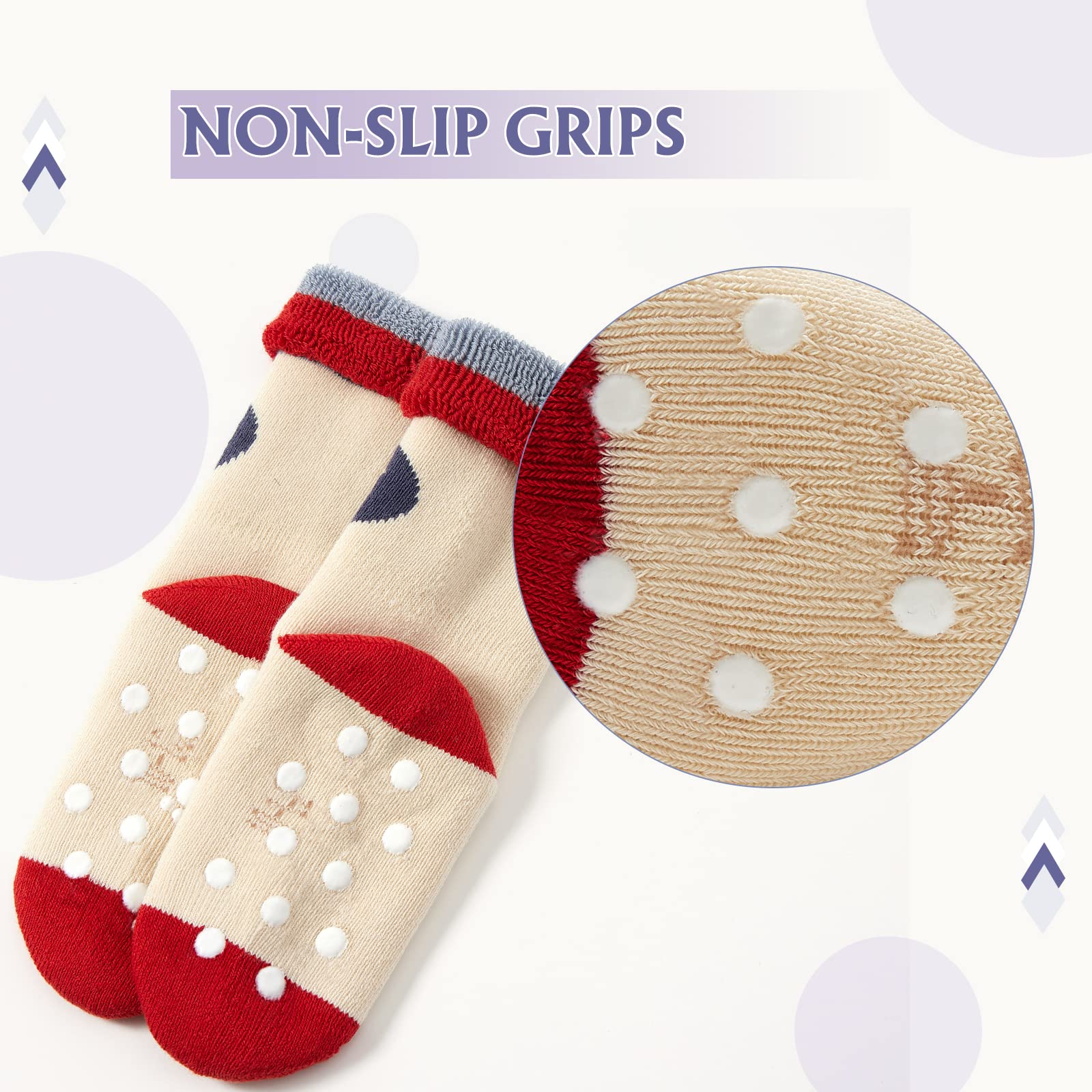 Calcetines de invierno para bebé, antideslizantes, cálidos, con agarres para bebés, niños y niñas, color de felpa mullida, paquete de 6