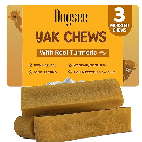 Miniatura 14 de Dogsee Masticadores de queso de yak del Himalaya con cúrcuma para perros 1lb (Grande - 4 barras) 100% totalmente natural Golosinas para razas