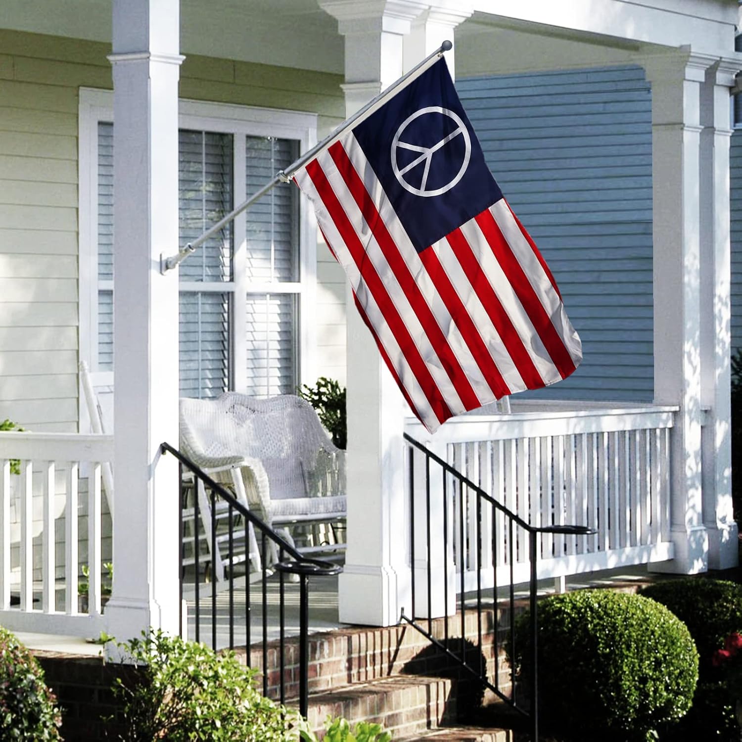 AZCOVER Peace Flag, 3x5 Ft American Peace Flags, USA Flag for Outdoor with Embroidered Sign and Double Stitched Sewn Stripes, Heavy Duty Polyester Banner