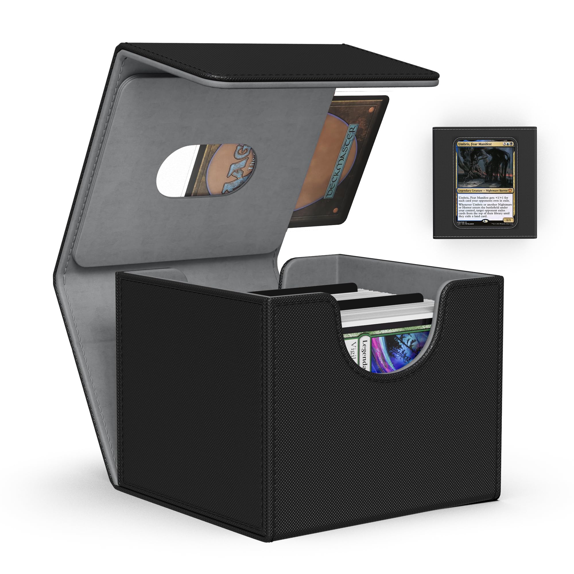 ZLCA MTG Commander Deck Box, Card Deck Box for Trading Card, Holds 110+ Double Sleeved Cards Fits for Magic Cards TCG CCG (Black)