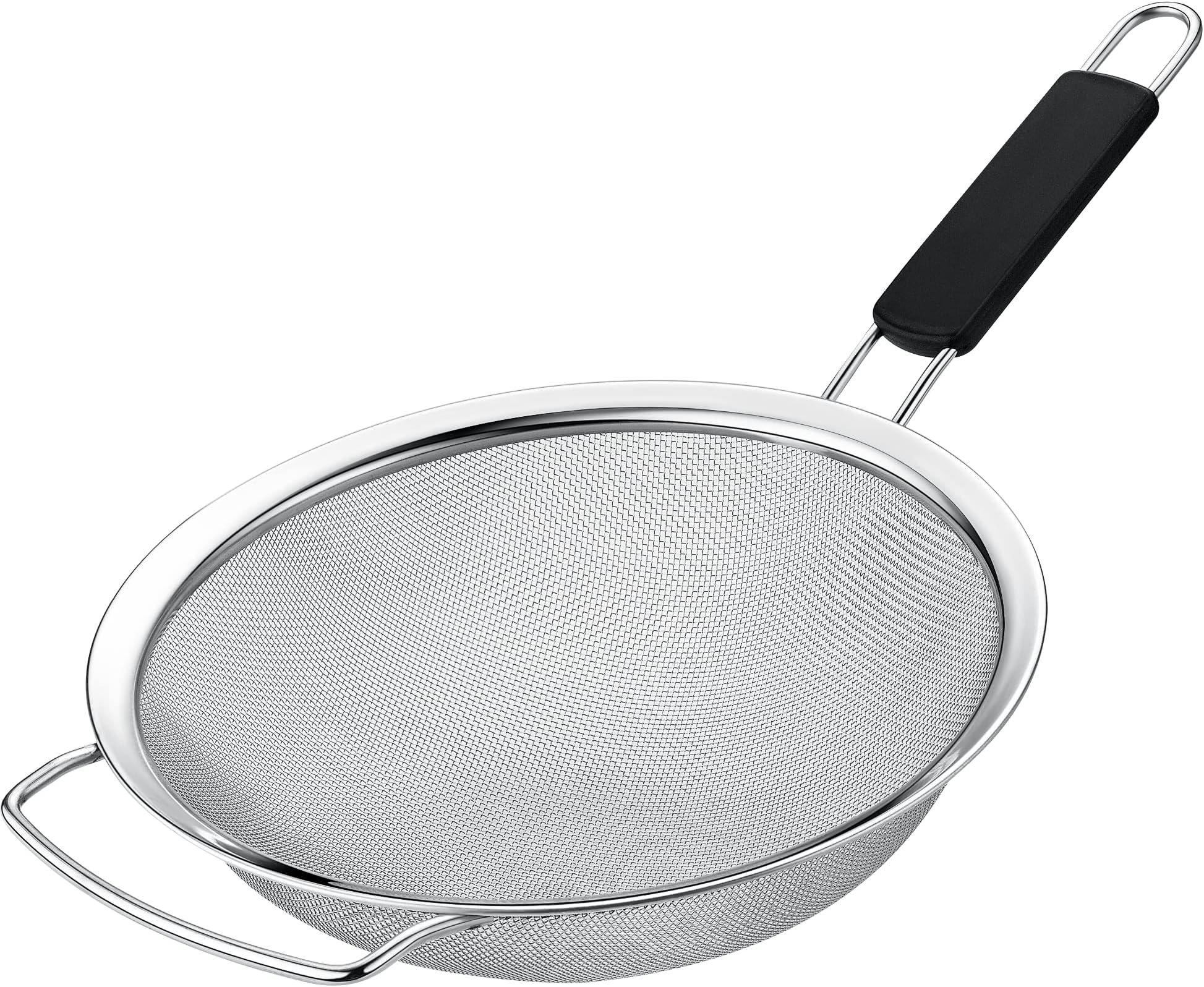 9" Large Fine Mesh Strainer with Thermo Plastic Rubber Handle - Sieve Fine Mesh Stainless Steel - Ideal Kitchen Essential to Strain Pasta, Quinoa and Rice