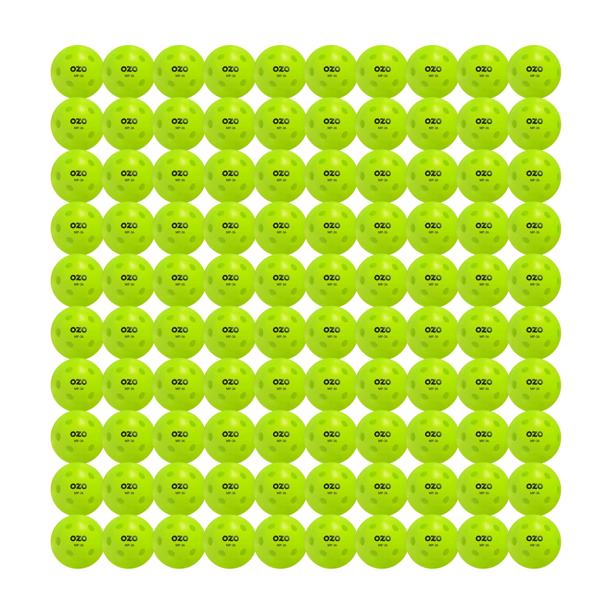 OZO Pickleball - Set of 100 Indoor Balls, 26 holes, Rotational Mould