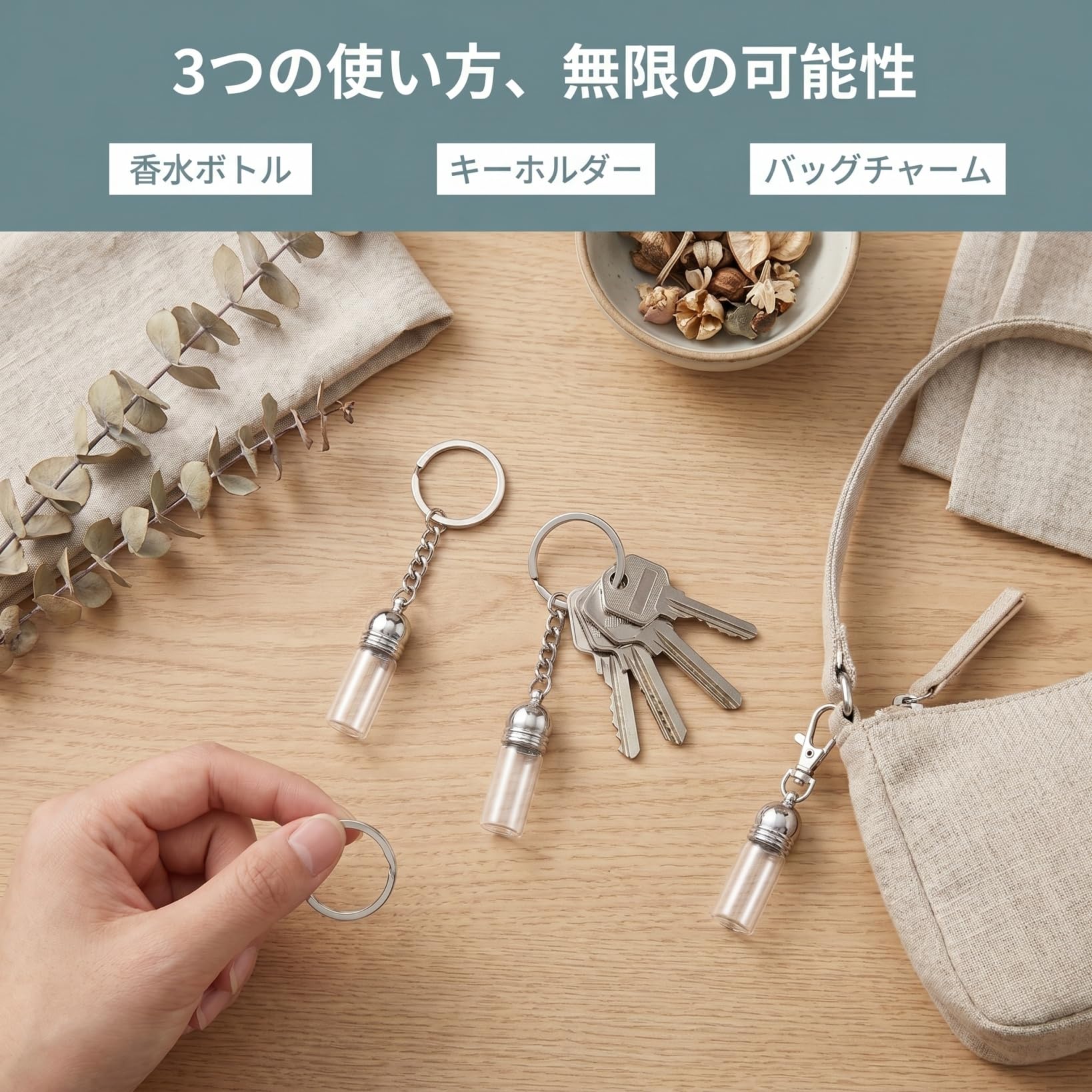 Amazon.co.jp: FOMIYES 3個 透明なガラス瓶のペンダント 香水ボトル