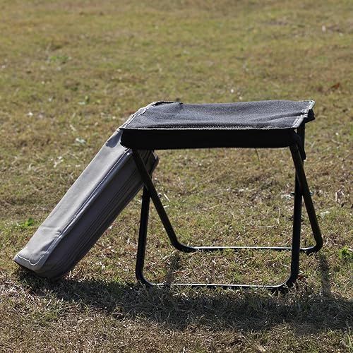 Miniatura 4 de Silla portátil con bolsillo para exteriores, taburete ligero, para campamento, senderismo, cola, descanso corto en cualquier momento (negro, mediano)