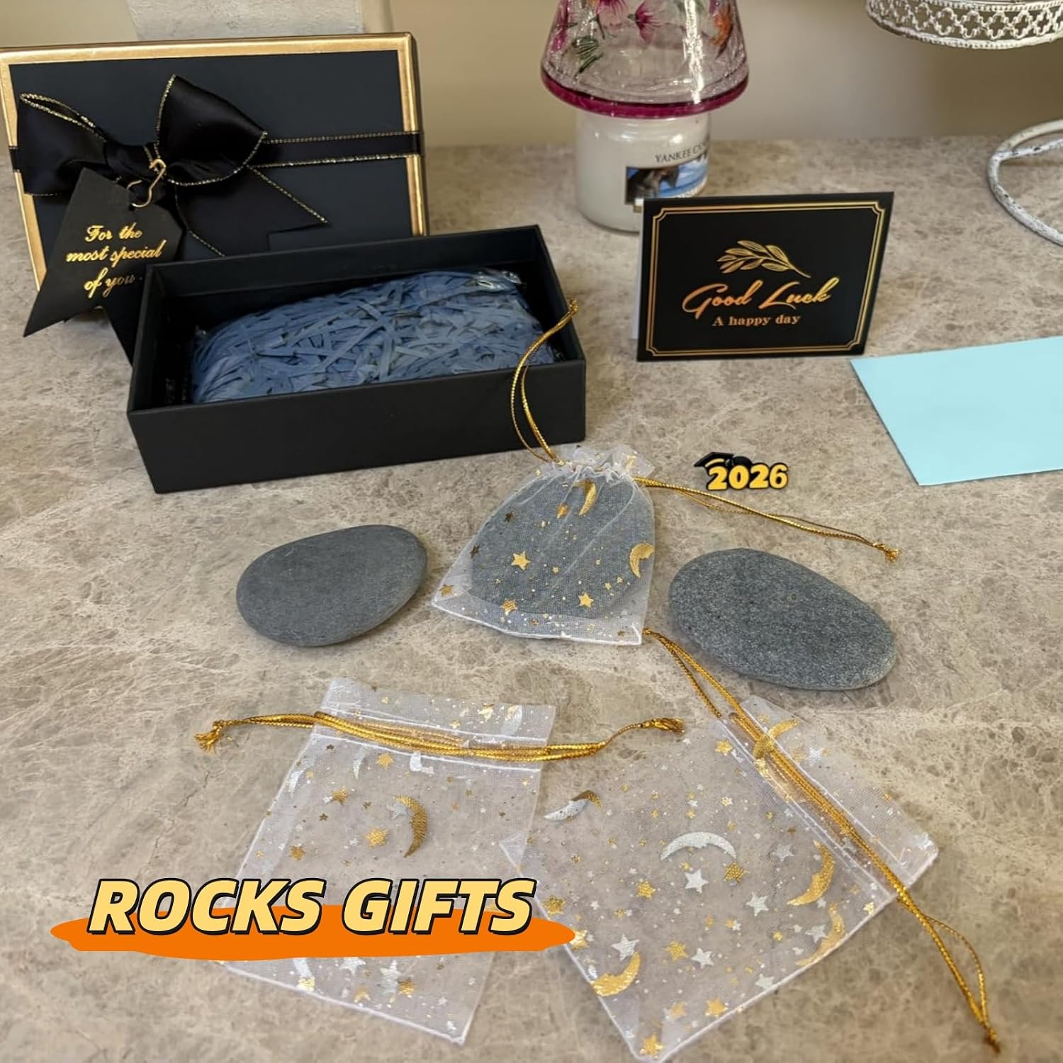 Lifetop Medium Painting Rocks, 3PCS DIY Gift Rocks Smooth & Flat Rocks for Friends,Lover,Teachers,Student,2026 Graduation,Important Holidays, Paint Your Own Story • Create One-of-a-Kind Gifts