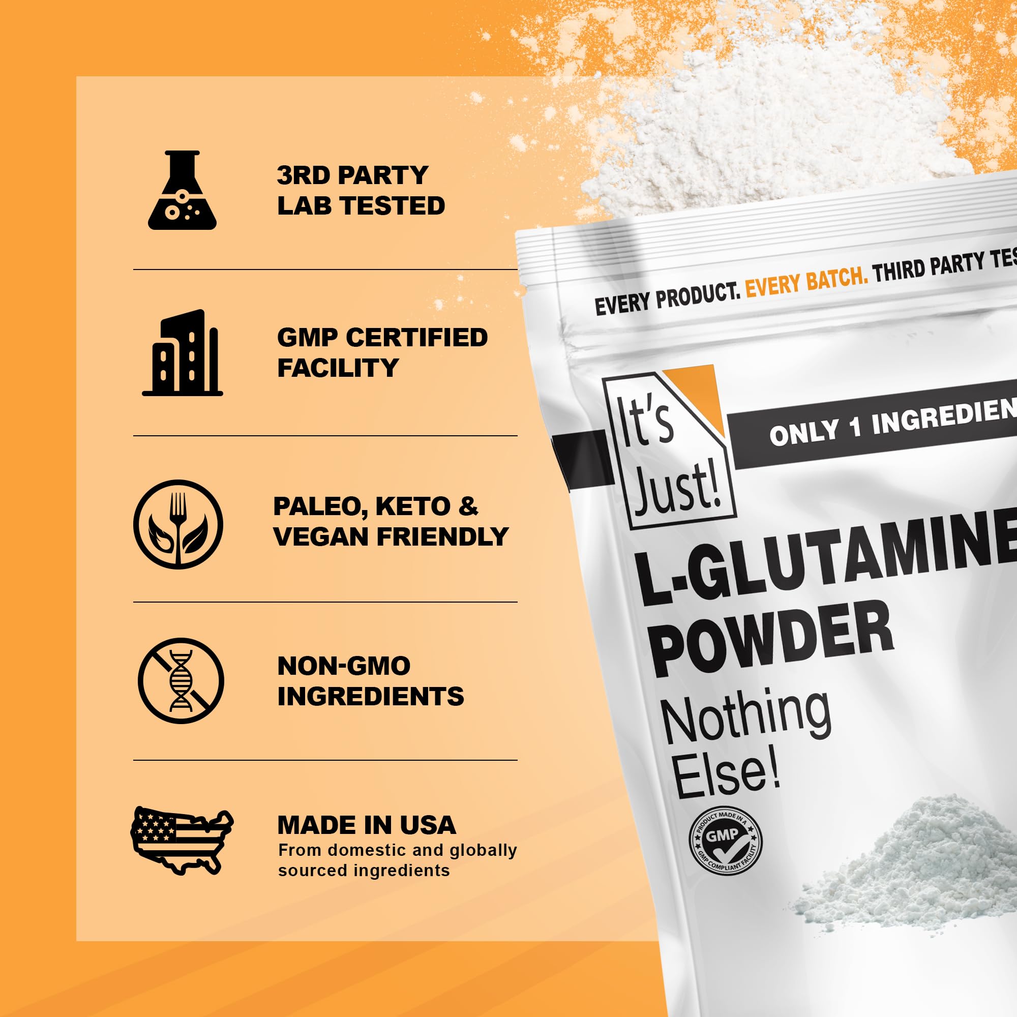 It's Just! - L-Glutamine Powder, Unflavored, 500 Grams / 100 Servings — Amazon image 6