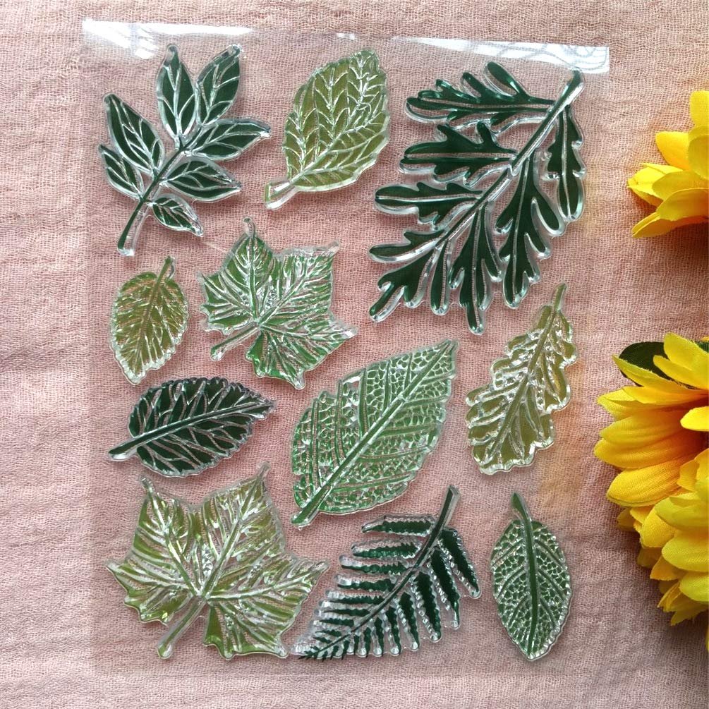 GAWEIGreen Various Leaves Clear Stamps for Card Making and DIY Scrapbooking Transparent Stamps Silicone Stamps Photo Album Decorative