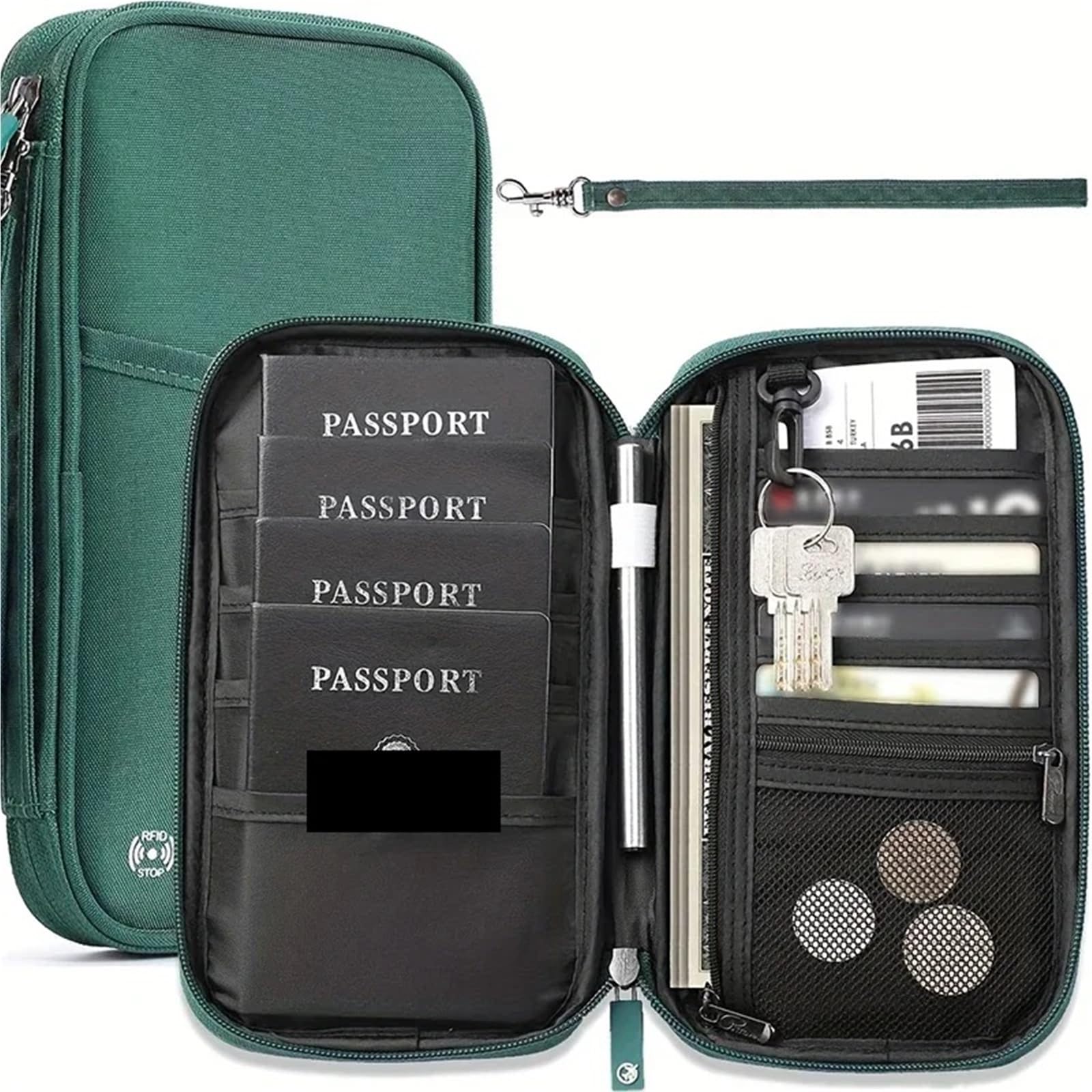 porta passaporto Passaporto da viaggio Portafoglio Porta famiglia Portadocumenti Accessori Borsa Carta(Blue)