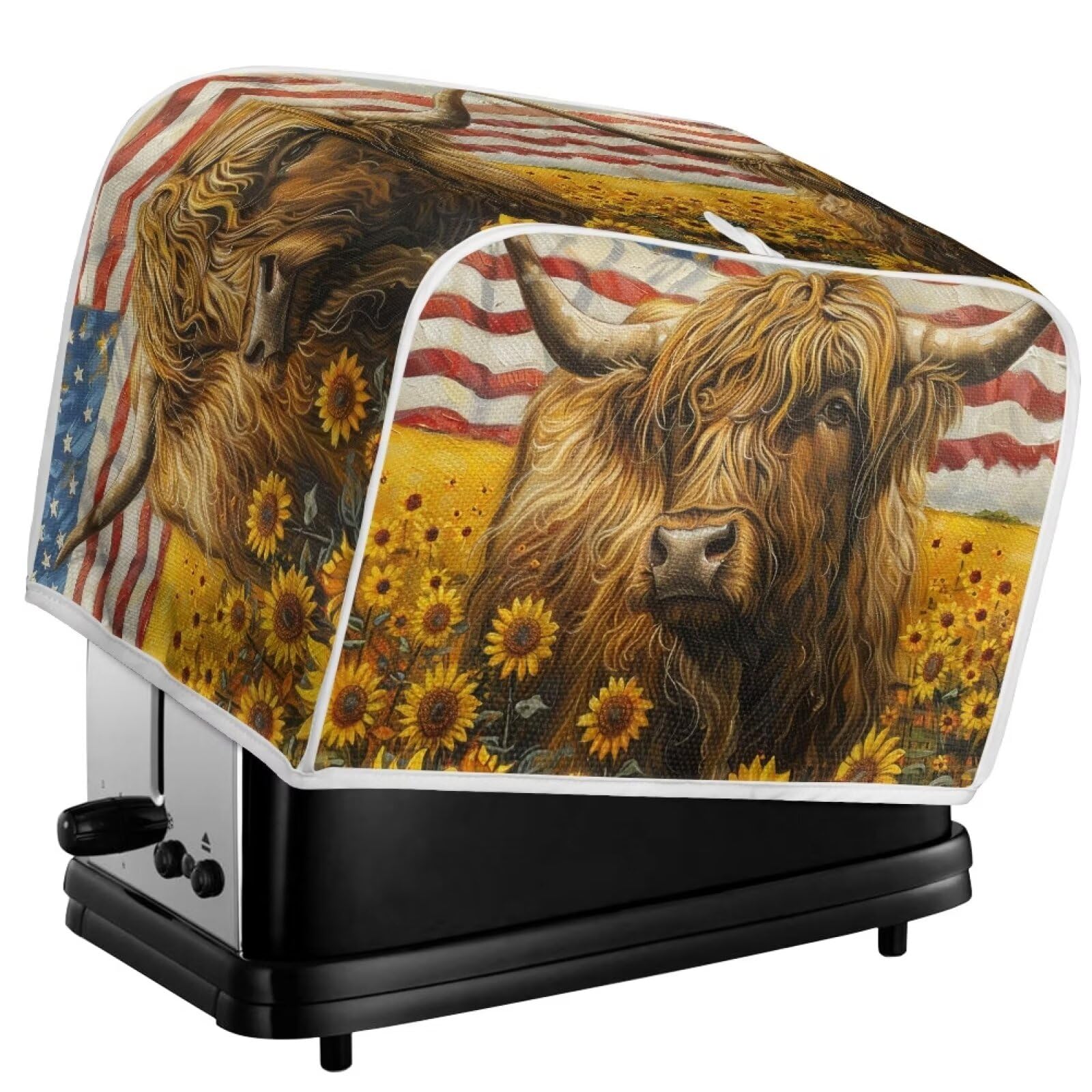 Toaster 2 Slice Sunflower Cow Printed Toaster Cover For 4-Slice Bread ...