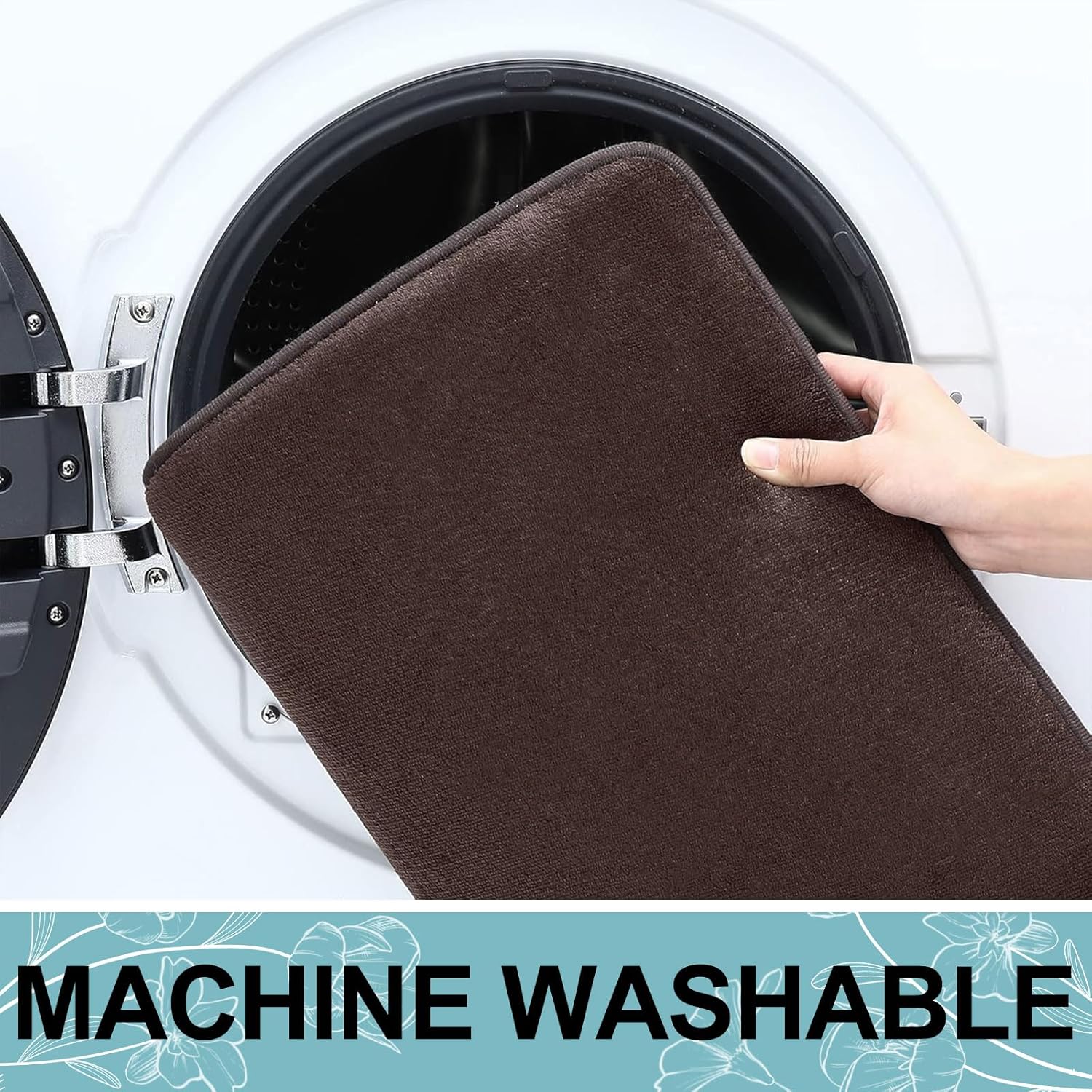 Smiry Memory Foam Bath Mat 59x20, Extra Soft and Absorbent Bathroom Mats, Non Slip Washable Carpet for Floor, Shower and Tub, Brown - Image 7