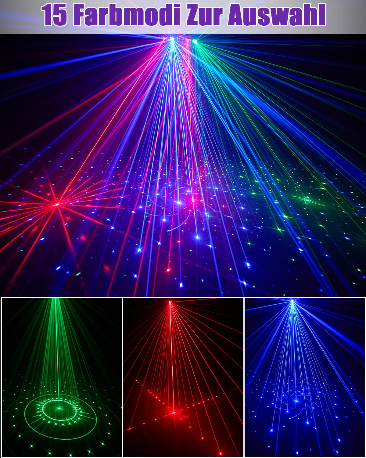 7-in-1 Partylicht LED RGB Musikgesteuertes Discolicht mit Lichteffekt | Musterprojektion,Musik-Disco-Party-Bühnenlichter,Geeignet für Geburtstagsfeiern, Halloween, Clubs, Festivals