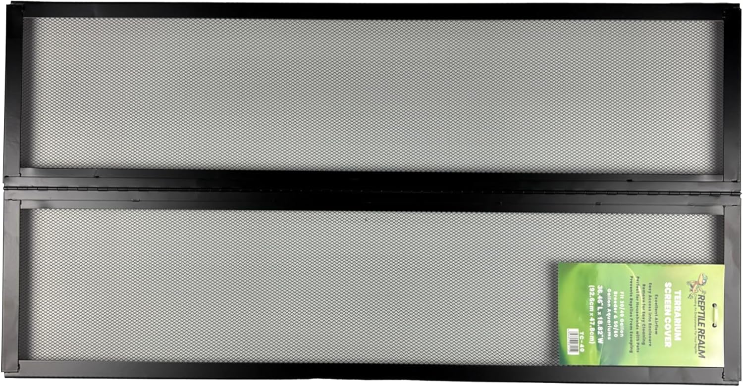 H2Pro - Reptile Realm - Aquarium Mesh Lid Screen Cover – Metal Screen Top for Fish Tanks & Terrariums, Rust-Resistant, High Airflow Design (40 Breeder - 36 3/8" x 18 5/8")