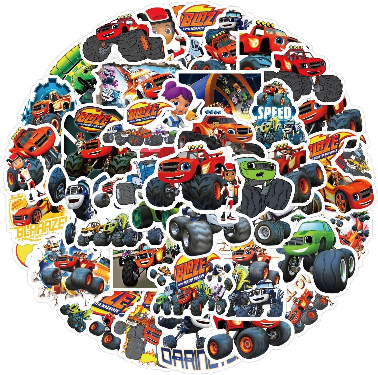 55pcs Monster Truck Stickers for Kids,Car Stickers Cool Trendy Waterproof Vinyl Decals for Teens Water Bottle Journal Travel Case Phone Skateboard Gifts for Girls Boys Birthday