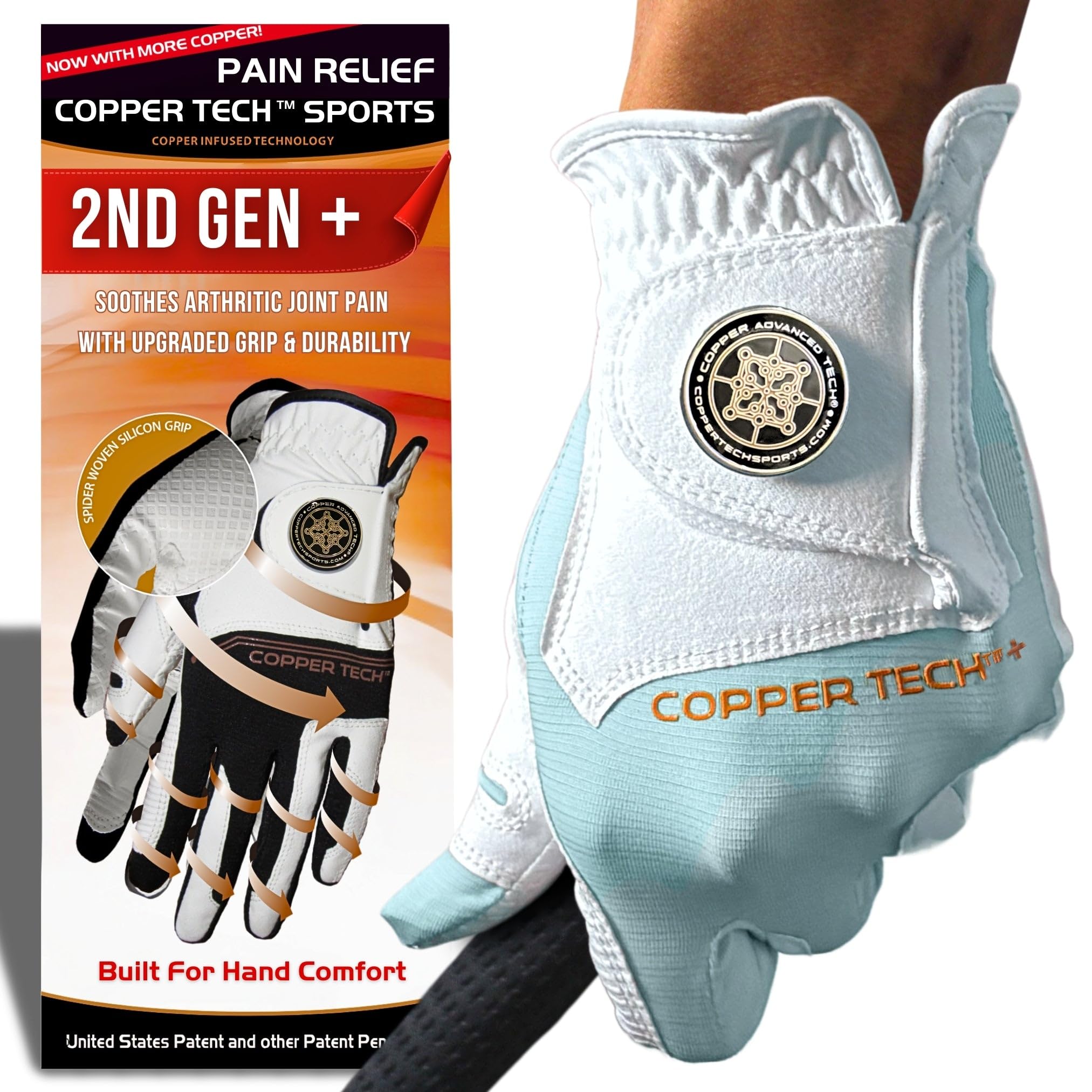 Copper Tech - Guantes de Golf para Hombre, Talla única, diestros y Zurdos