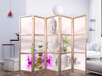 murando Wooden Buddha Room Divider 225 x 172 cm 5-Piece Living Room