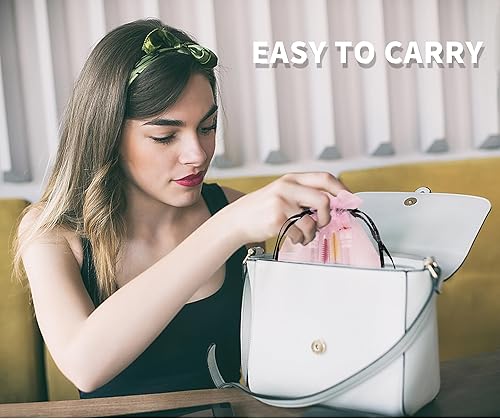 Miniatura 7 de Paquete de 100 bolsas de pestañas para clientes, kit de extensión de pestañas, bolsa de maquillaje de malla rosa con cordón, bolsa de regalo de