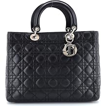 Pre-Loved Lady Dior Bag Cannage Quilt Lambskin Large, Black