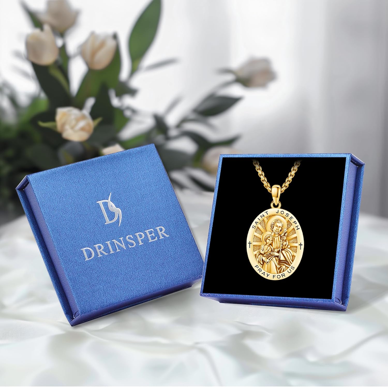 St Joseph Medal Necklace for Men Women San Jose 925 Sterling Silver 18K Gold Plated Patron Saint Joseph Catholic Amulet Pendant Religion Protection Jewelry Father's Day Graduation Gifts - Image 5