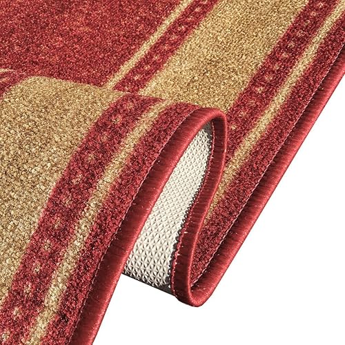 Miniatura 10 de Tapete para escalera o pasillo, con parte trasera de hule, antiderrapante, con diseño de medallones persa color rojo, a medida, de 22 o 31 pulgadas