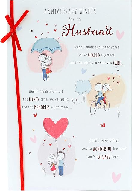 Husband Wedding Anniversary Card - Anniversary Card for Him - Sweet Anniversary Card