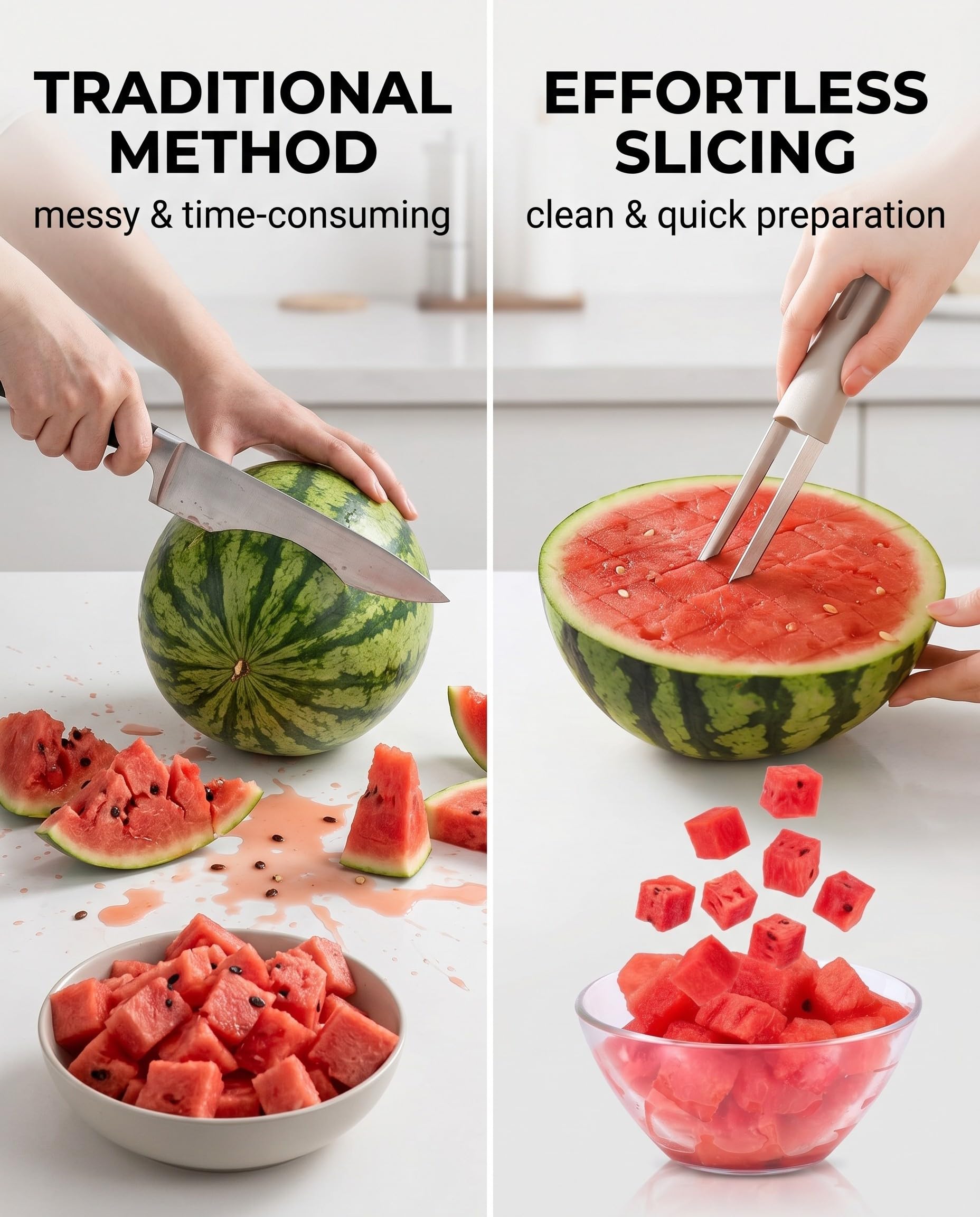 Cuchillo de Fruta, Cuchillo para Cortar Frutas Acero Inoxidable, Herramienta de Cocina para Sandía, Melón, Papaya, Fruta del Dragón, Uso Doméstico Cocina