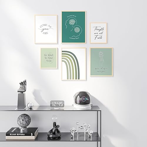 Miniatura 5 de EXCOOL CLUB Decoración de oficina de terapia, pósteres de salud mental para escuela secundaria, arte de pared de psicología de 12 x 16 pulgadas,