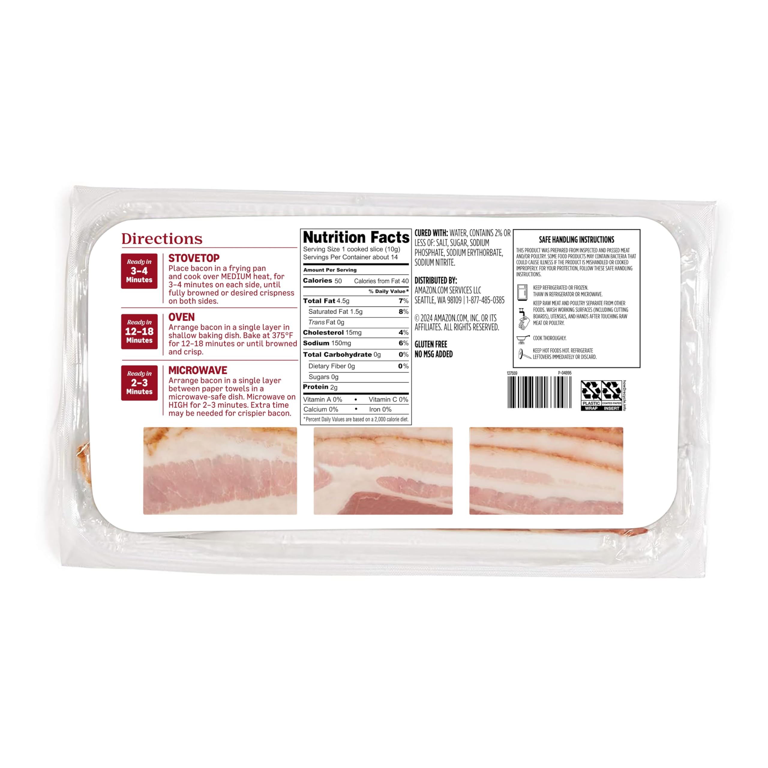 Amazon Grocery Naturally Applewood Smoked Thick Cut Bacon 16 Oz Previously Fresh Brand Packaging May Vary — view 2