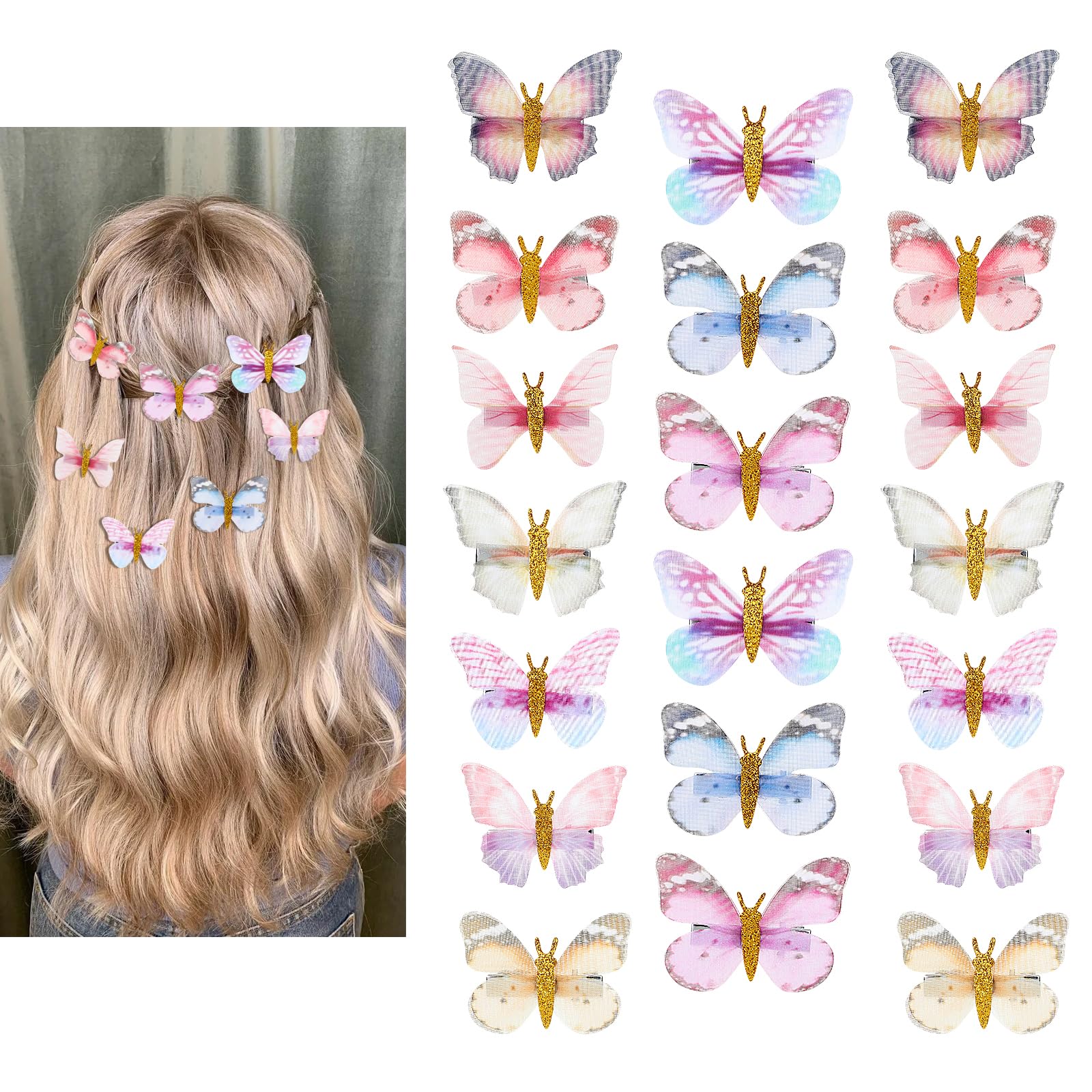20 Stück Schmetterling Haarspangen – 3D-Haarschmuck Für Frauen & Mädchen