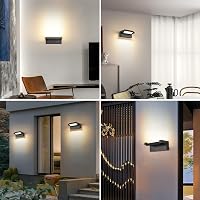 KUKAK Kültéri-Beltéri LED Fali Lámpa 22W - IP65 Vízálló, 3000K Meleg Fehér, 350° Forgatható Panel, Alumínium, Fekete, Kerthez, Teraszhoz 5
