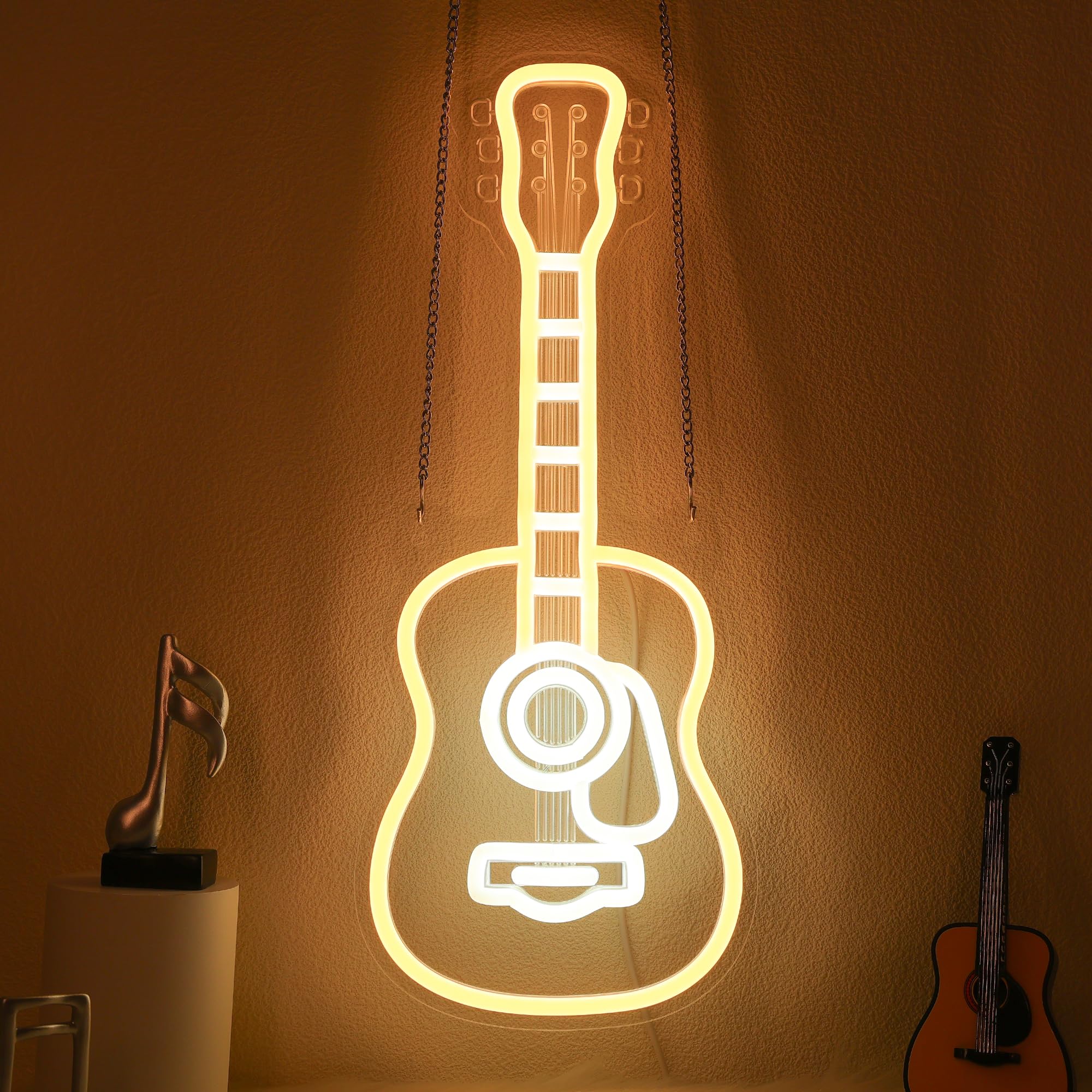 Luci al neon a forma di chitarra rock, per studio musicale