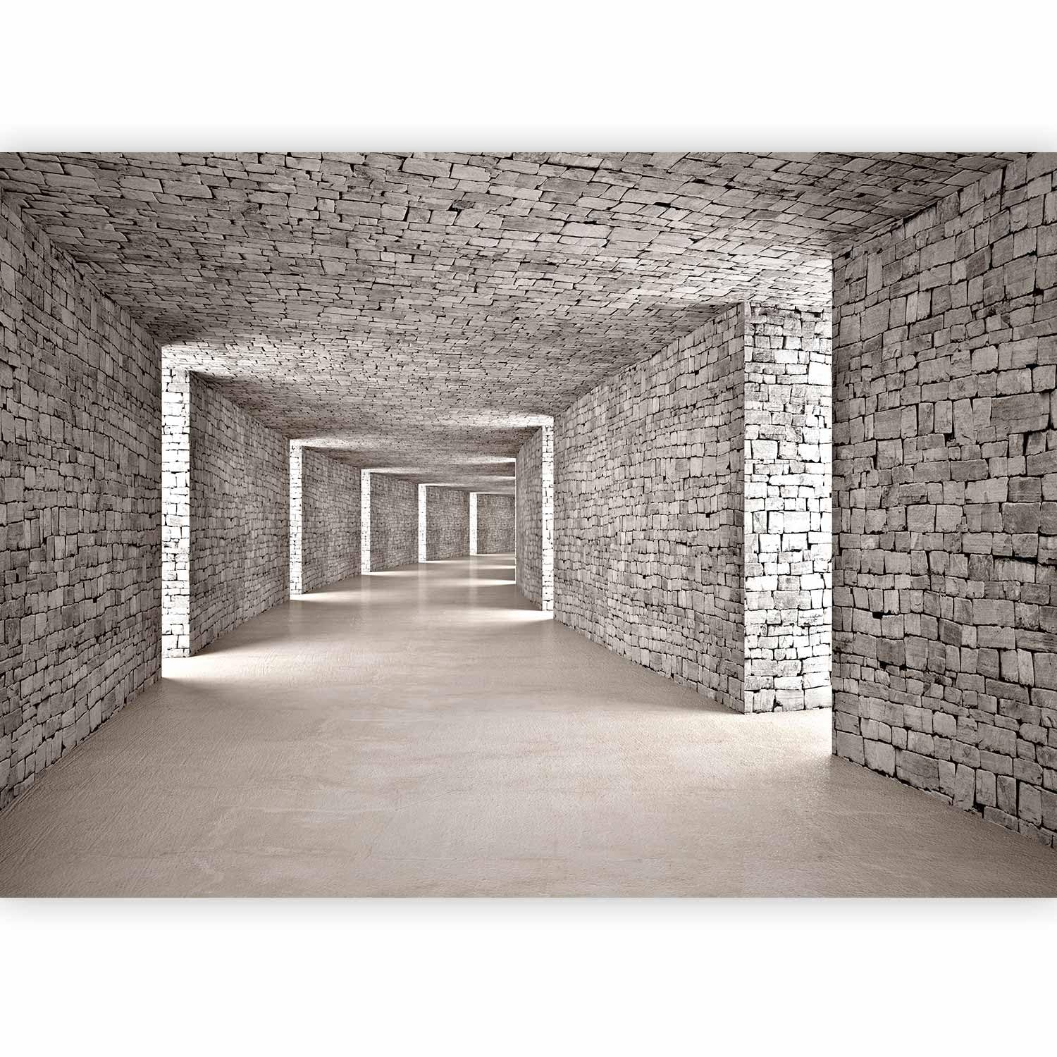 murando Photo Wallpaper 3D Tunnel 500x 350 cm/196,8" x 137,8" Non-Woven Premium Art Print Fleece Wall Mural Decoration Poster Picture Design Modern Wall Brick Textur d-B-0332-a-a — image 1