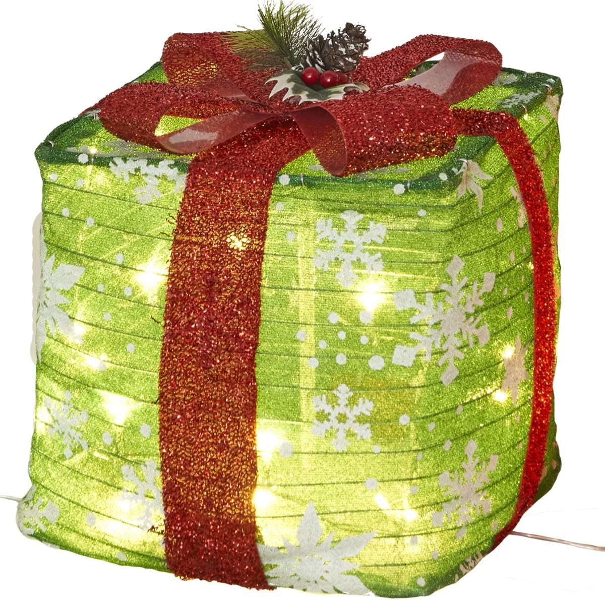 ZiMiu Set of 3 Christmas Lighted Gift Boxes Lighting Christmas Decorations Pop Up Tinsel Present Box Pre-lit Light Up Ornament Indoor Outdoor Home Decor for Holiday Party Xmas Garden Yard : Patio, Lawn & Garden