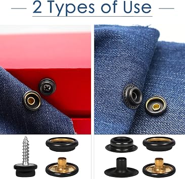 weiwei 50 Sets Canvas Snap Button Kit 2 Types Heavy Duty Snap Buttons Marine Grade 3/8 Socket Leather Snaps Fasteners Kit with Setting Tool for Boat Cover Fabric Leather DIY (Stainless Steel,173 PCS)
