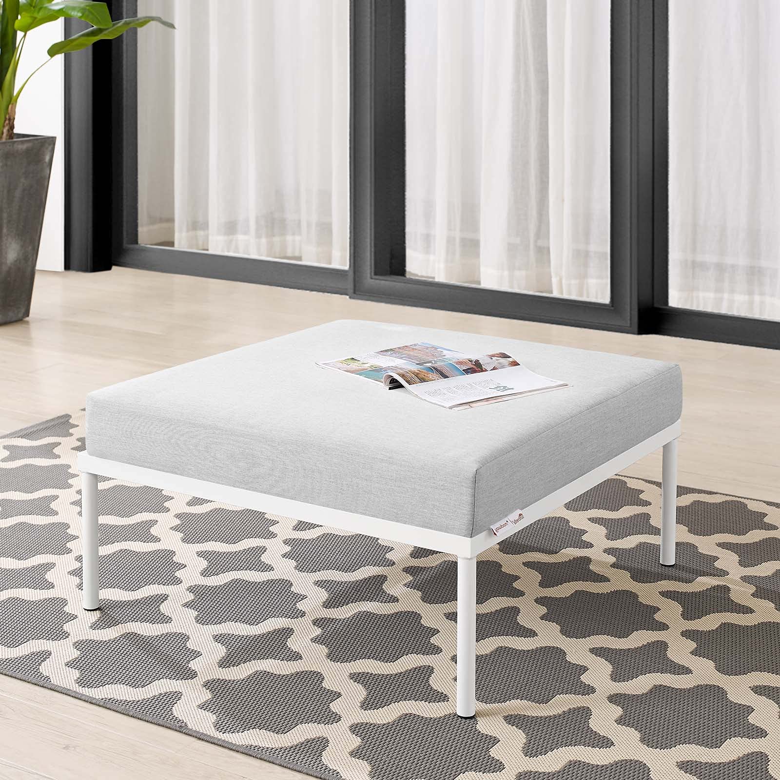 Lounge Chair Ottoman, Aluminum, Metal, Grey Gray, Modern, Outdoor Patio Balcony Bistro