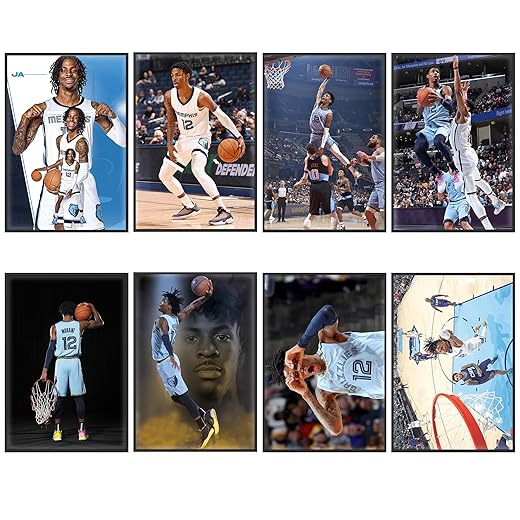 Kilmila Ja Basketball Morant Posters（8 Pcs ） 11.2" x 16.5" Unframed Inspirational Star Sport Posters Art Print for Home Living Room Wall Decoration  Decor