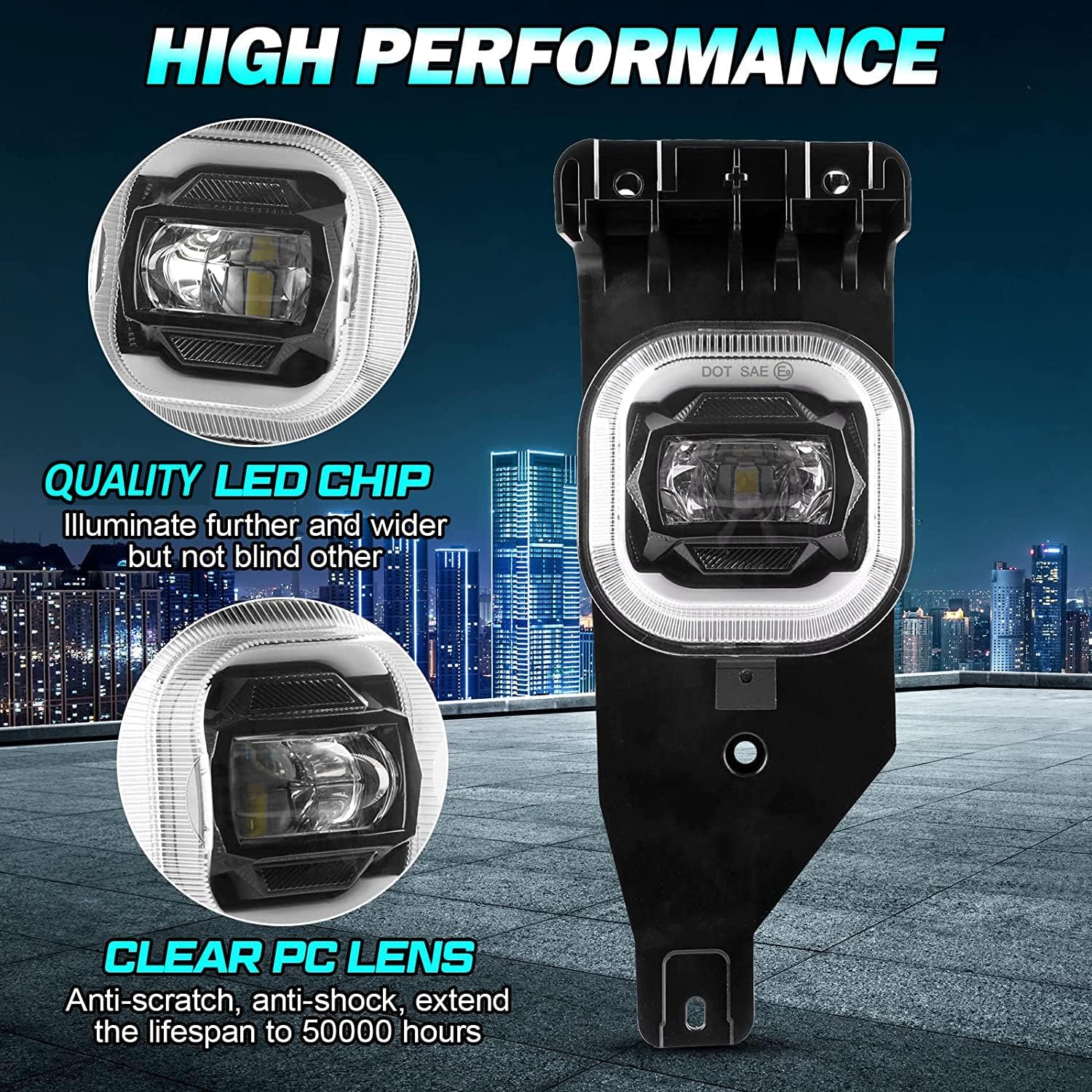 AMONLY LED Fog Light with Daytime Running Lights/Turn Signals for Ford F250 F350 F450 F550 Super Duty 2005-2007, Bumper Driving Fog Lamps Assembly Kit