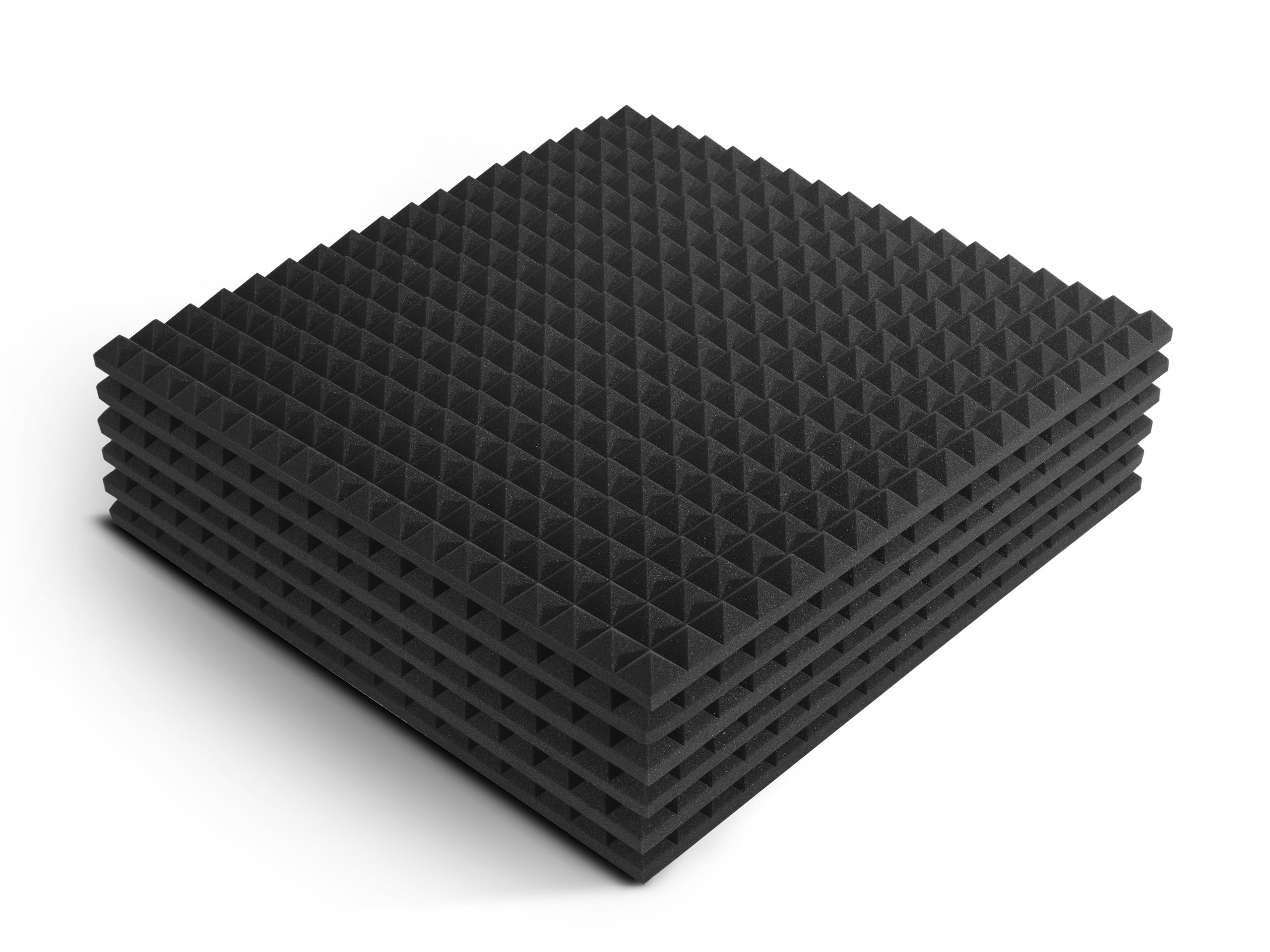 FLYFOAM | Pannello Fonoassorbente Piramidale in Poliuretano Espanso, 6 Pezzi da 100x100x5 cm, D25 con Comportamento al Fuoco HF1-UL94, per Assorbimento e Isolamento Acustico, Made in Italy